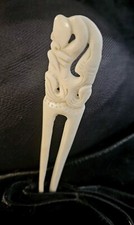 MOARI VINTAGE INSPIRED TURNED IVORY COLOURED BOVINE HAIR PIN BODKIN VANITY