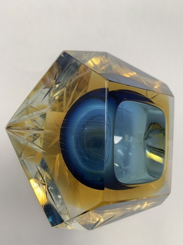 GLAS MURANO Flavio Poli ~ Untergetaucht Kobaltblau + Gold Aschenbecher Trinkset ITALIEN - Bild 20 von 24