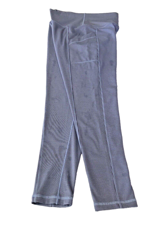 Prana Yoga Legging Blue Side Pocket Stretch Stripped Wide-Waist Band Large - Picture 2 of 8