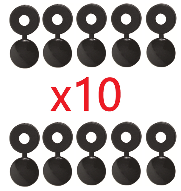 10 BLACK PLASTIC CAP COVER NUMBER LICENSE PLATE RIVETS SCREW MOTORCYCLE