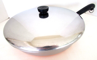 VINTAGE REVERE WARE 12'' PRE 1968 SKILLET / FRYER WITH LID DOUBLE CIRCLE CLEAN!!