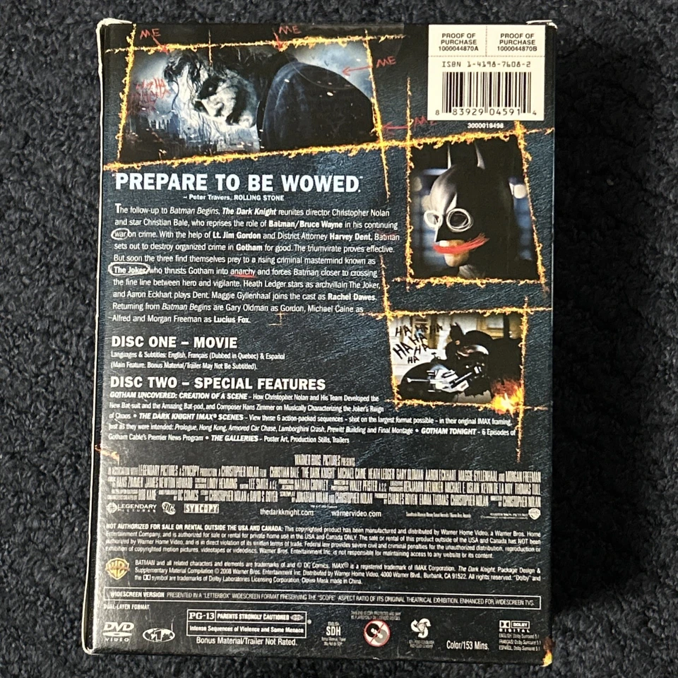THE DARK KNIGHT 2 DVD Collector’s Edition Set W/Mini Clown Mask Minor Box Damage - Image 2 of 4