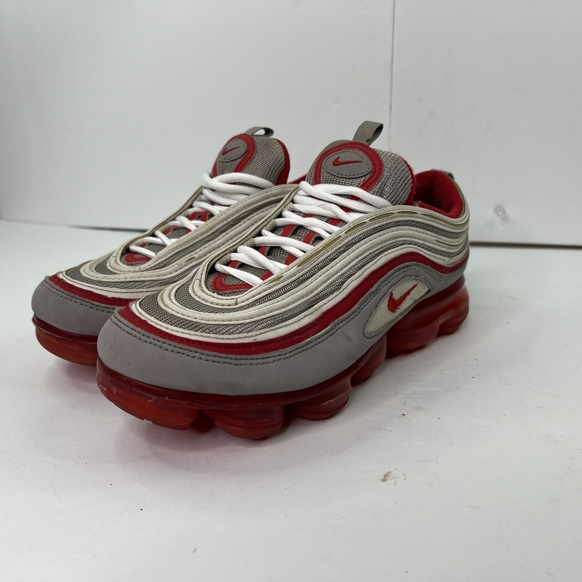 Nike Air VaporMax 97 GS 'Atmosphere Grey' and Red BV1153 002