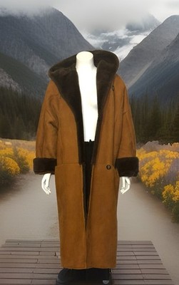 Vintage Full Length Shearling Coat With Hood. Women s. Soft & Warm. Hand made!