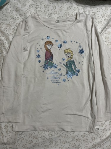 Lot 2 Uniqlo Heattech Extra Warm Girls Size 5-6 & 7-8 Long Sleeve Elsa Anna - Picture 5 of 7