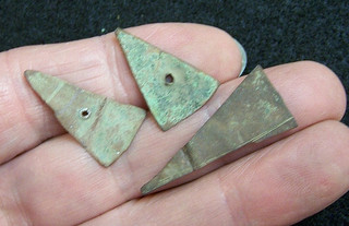 3 AUTHENTIC CIRCA 1700'S METAL TRADE POINTS FROM UPSTATE NEW YORK