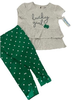 Carters Infant Girls St Patrick's Lucky Girl Top & Leggings 12months New