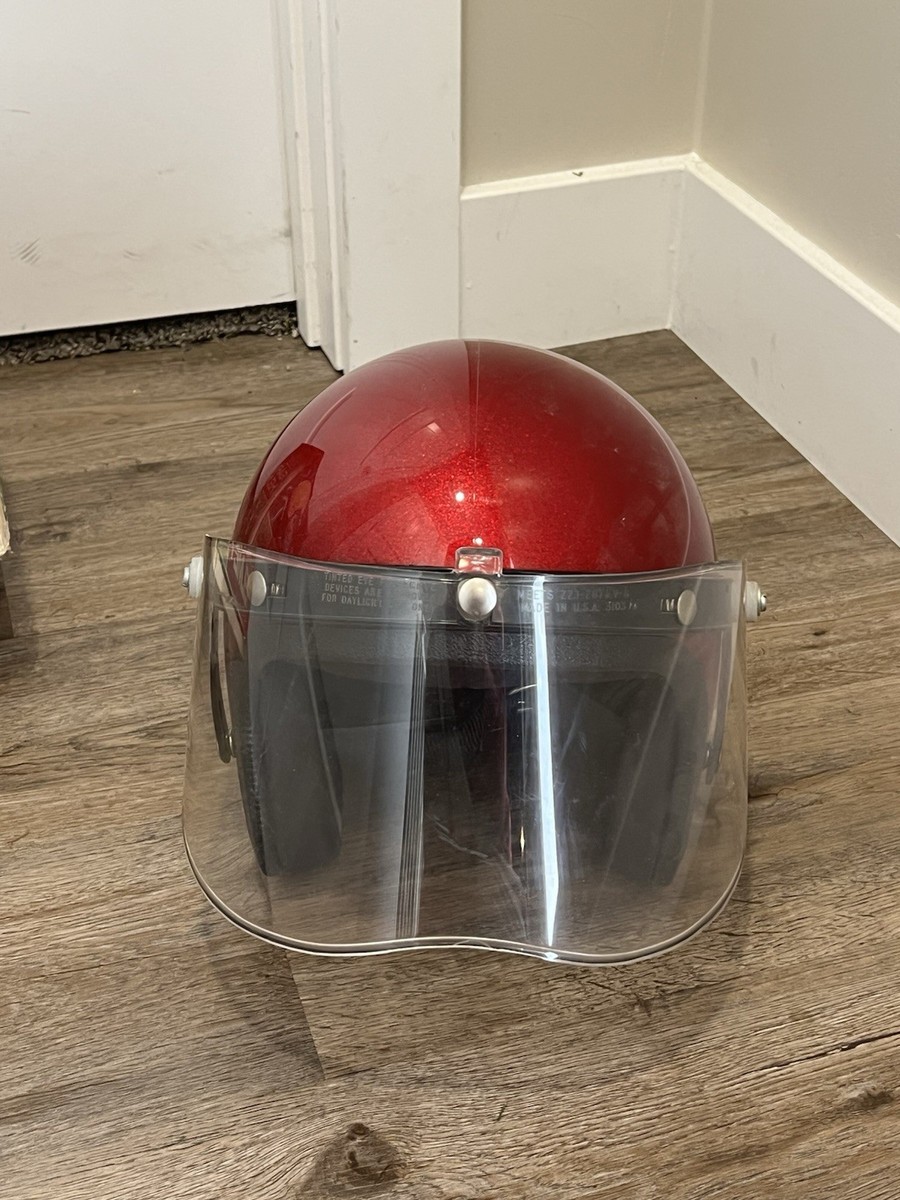 70s Vintage Red Metal Flake Motorcycle Helmet W/ Visor Medium Easy Rider In Box | eBay 70s Vintage Red Metal Flake Motorcycle Helmet W/ Visor Medium Easy Rider In Box | eBay