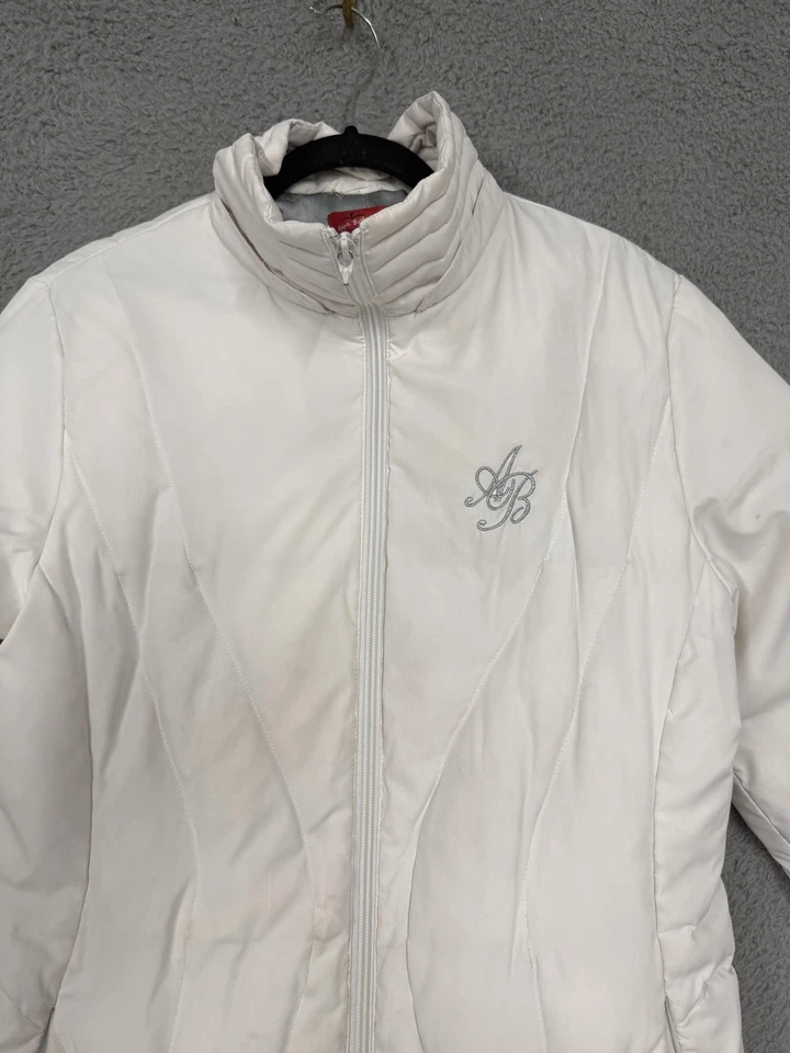 Abrigo Apple Bottoms Mujer Medio Blanco Largo Acolchado Cremallera Completa Puffer Chaqueta Plumón Foto 2 de 4