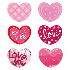 48 PCS 4.7 Inch Valentines Day Pink Heart Paper Cutouts With 160 Glue Points