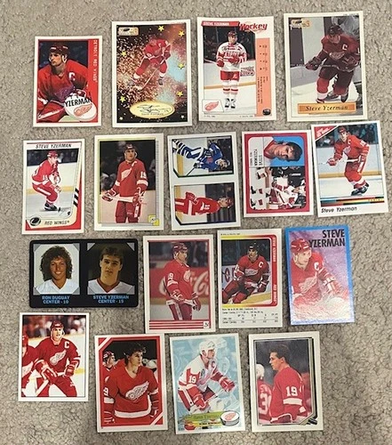 Steve Yzerman Lot of 17 Hockey NHL Stickers OPC Panini Red Wings 1986- 1997