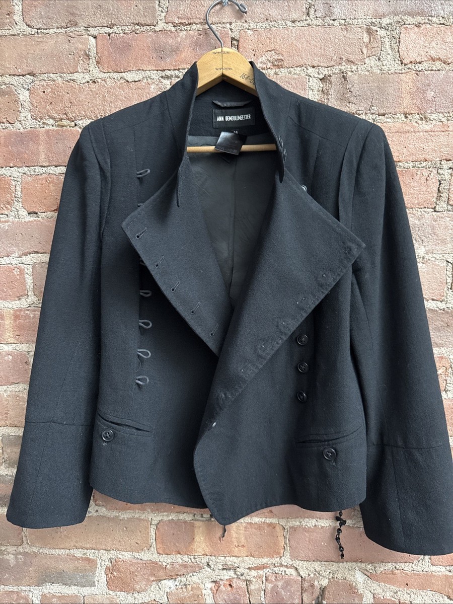 Vintage Ann Demeulemeester Women's Military Jacket, Sz 38, Black