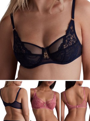 Aubade Feeling Myself Bra High Apex Plunge Underwired Bras Lace Semi Sheer