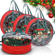 4 Pcs Wreath Storage Bag Container with Clear Window, 24 Inch