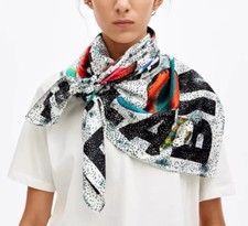 Bufanda cuadrada estampada hecha a mano talla 120x120 cm para mujer pañuelo envolvente chal