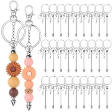 30 Pack Beadable Keychains Bars DIY Blank Beadable Keychains Metal Beaded Keych