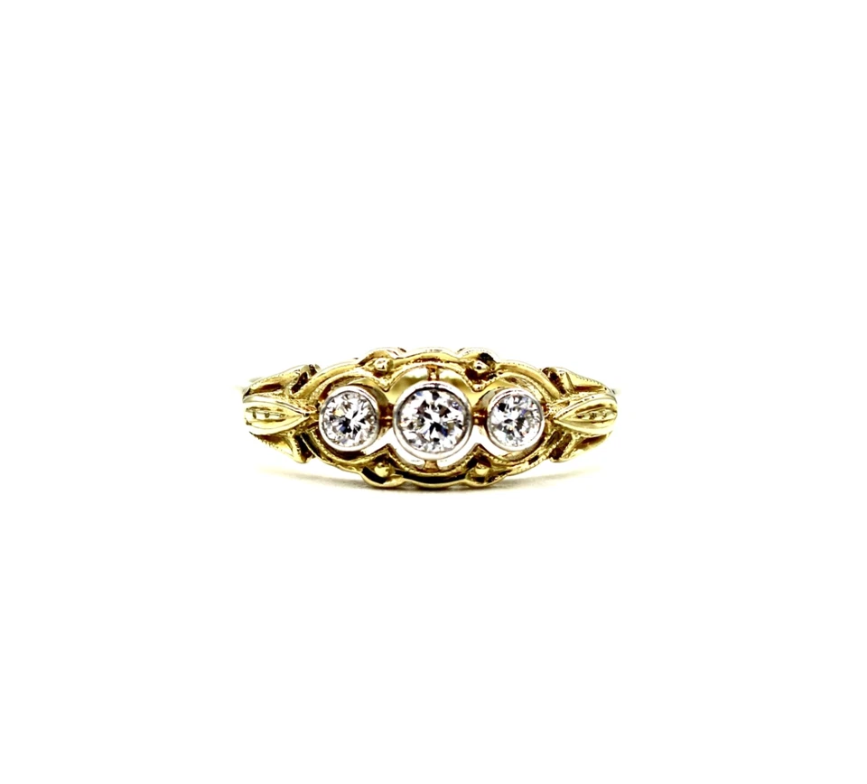 585 Gelbgold Ring Brillant 0,25 ct. G / VSI Damenring RW 55