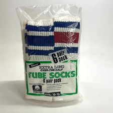 Vtg 80s Striped Tube Socks 6Pk Kmart Extra Long Over The Calf USA Made Men 10-13