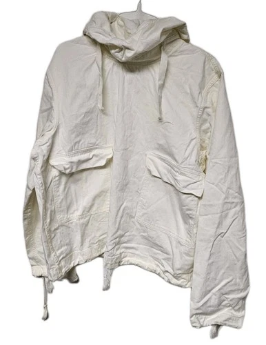 Vtg 40s USN Gunner Smock WW2 WWII Parka Anorak Jacket White Military Hooded