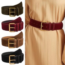 Wide Pin Buckle Belt Faux Leather Casual Waistband Women's Dress Trouser Belts
