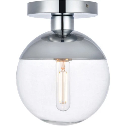 Living District LD6053C Eclipse 1 Light 8 inch Chrome Flush Mount Ceiling Light - Picture 1 of 5