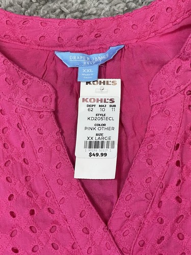 Draper James RSVP Eyelet Flutter Sleeve Blouse Pink Size XXL - Picture 5 of 12