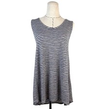 W5 Sleeveless Striped Tunic V Neck Zipper Made in USA Womens Size Large