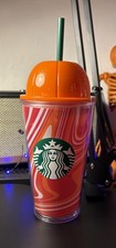 Starbucks 70er/Retro PSL Kürbisdeckel 24oz Venti Orange Eiskaffee Tasse Halloween
