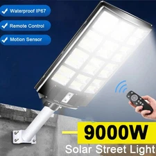 9000W LED Solar Flood Light Motion Sensor Wall Street Yard Outdoor Security Lamp