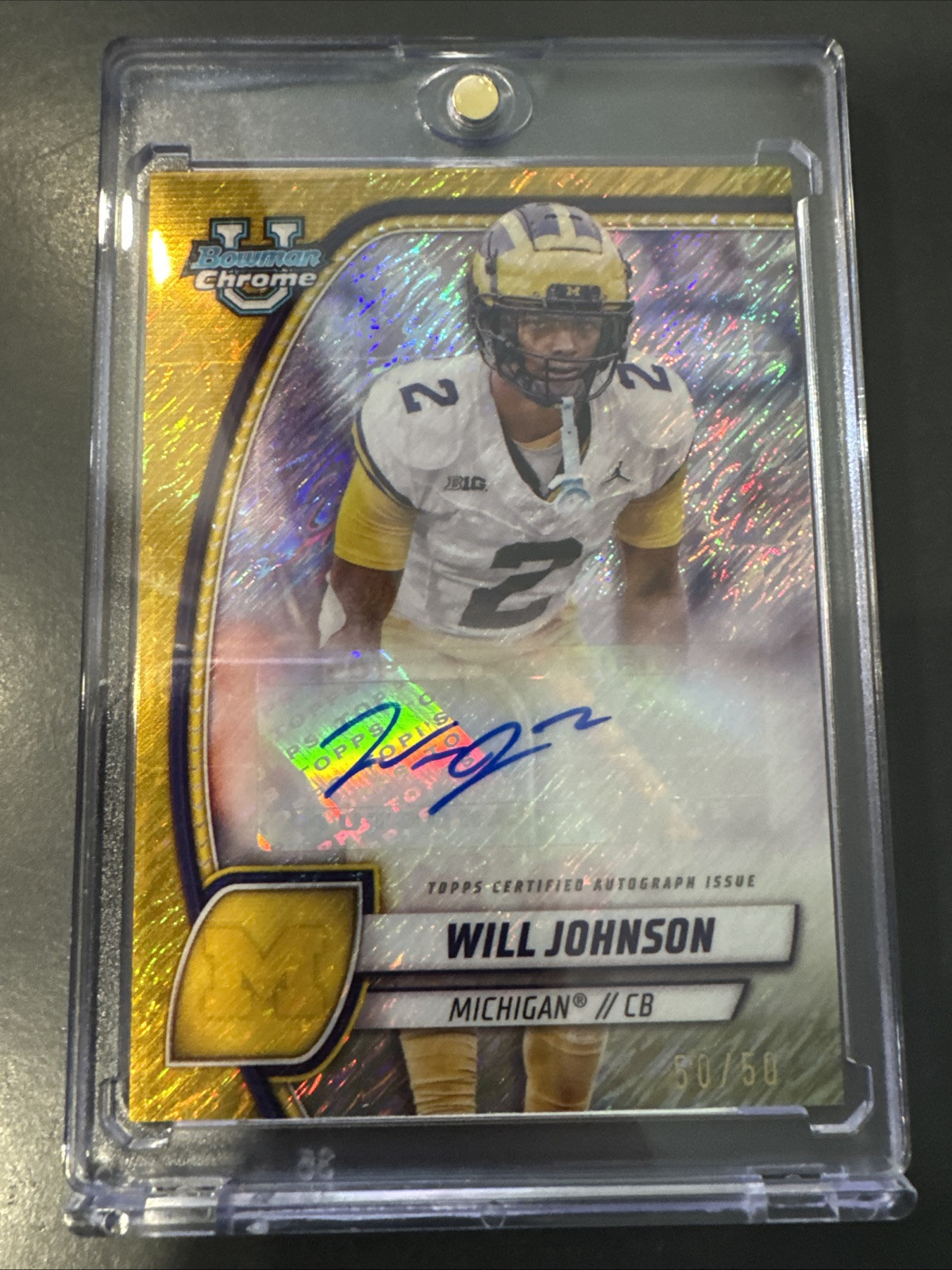 2024 Bowman Chrome U Will Johnson Gold Shimmer Auto Color Match /50 Michigan