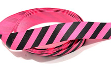 3 yds 7/8" Large Diagonal Black Hot Pink Stripes on Grosgrain Ribbon 100 poly