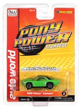 Auto World Xtraction 1969 Chevy Camaro Neon Green Black HO Scale Slot Car