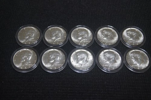 LOT OF ( 10 ) UNCIRCULATED 1969 D JOHN KENNEDY 40% SILVER HALF DOLLARS FAST SHIP