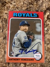Anthony Veneziano Signed 2024 Topps Heritage Kansas City Royals Rc # 602