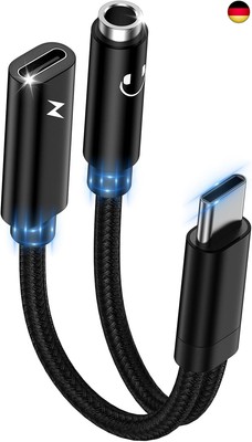 USB C auf 3,5mm Klinke Kopfhörer Adapter und Laden,2-in-1 Type C auf 3.5mm 