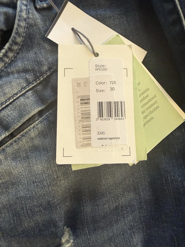 Pierre Balmain Distressed Denim Blue Biker Moto Jeans - Image 3 of 4