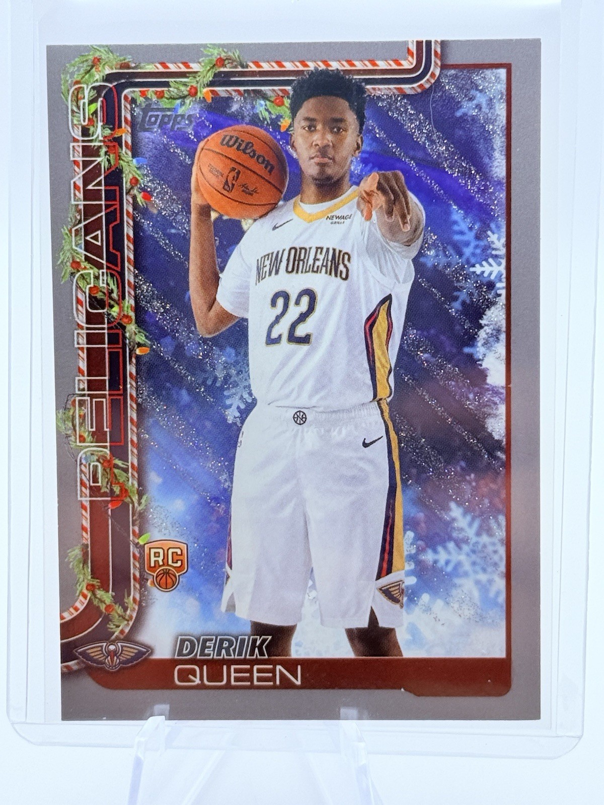 2025-26 Topps Holiday Silver Glitter Derik Queen RC New Orleans Pelicans #H173