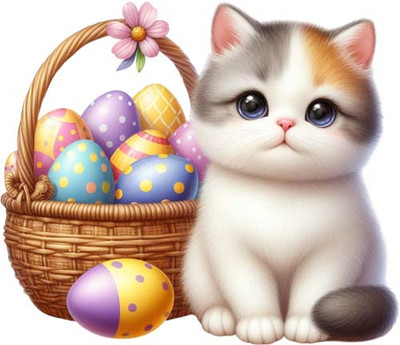 Aquarell Ostern Katze Kätzchen Wandbild Schlafzimmer Dekor Vinyl Aufkleber Abziehbild 6 Größen
