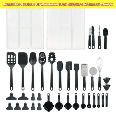 Mainstays 36 Piece Kitchen Gadget Set Cooking Utensils Drawer Organizer Black