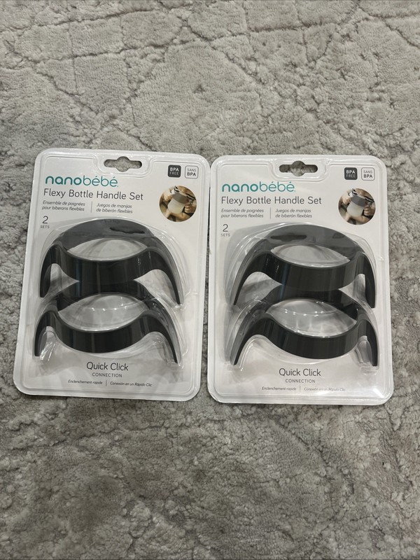 2X Nanobebe Flexy Bottle Handles Easy-Grip Ergonomic Handles Transitional Sippy