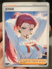 Jessie - Pokemon - Waifu - Goddess - DIY - Full Art - Glossy - Trainer Card