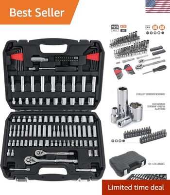 Comprehensive 123-Piece Tool and Socket Set for Mechanics   Versatile & Portable