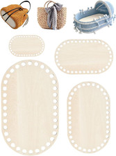 4Pcs Upgraded Wooden Basket Bases for Crochet - 4 Sizes, Unfinished Craft Suppli