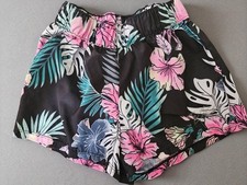  JUSTICE Black Tropical Floral Print Athletic Style Shorts Girls M Size 10