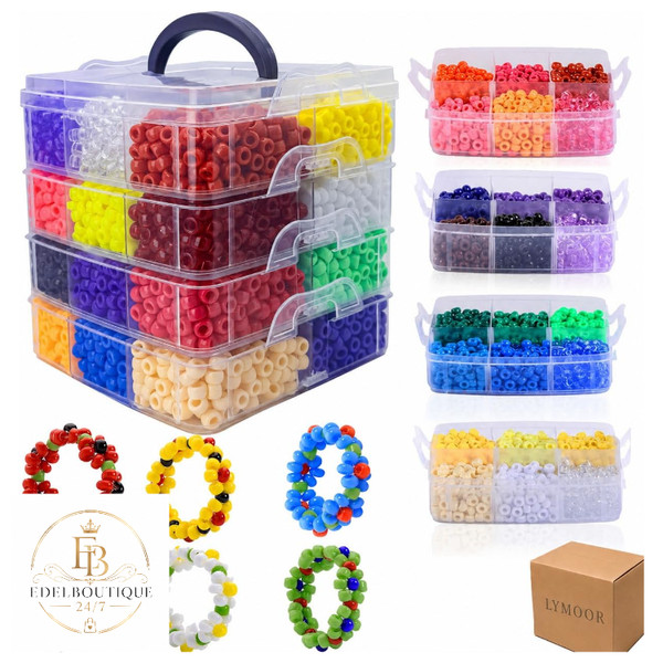 5500 Perlen Set 24 Farben 1,5 Kg Rund Perlen Basteln ArmbäNdern, Zum AuffäDeln-image