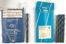 TRW CL Virginia 3/8" High Speed Drill Bits Lot of 5 Machinist Vintage USA N1132