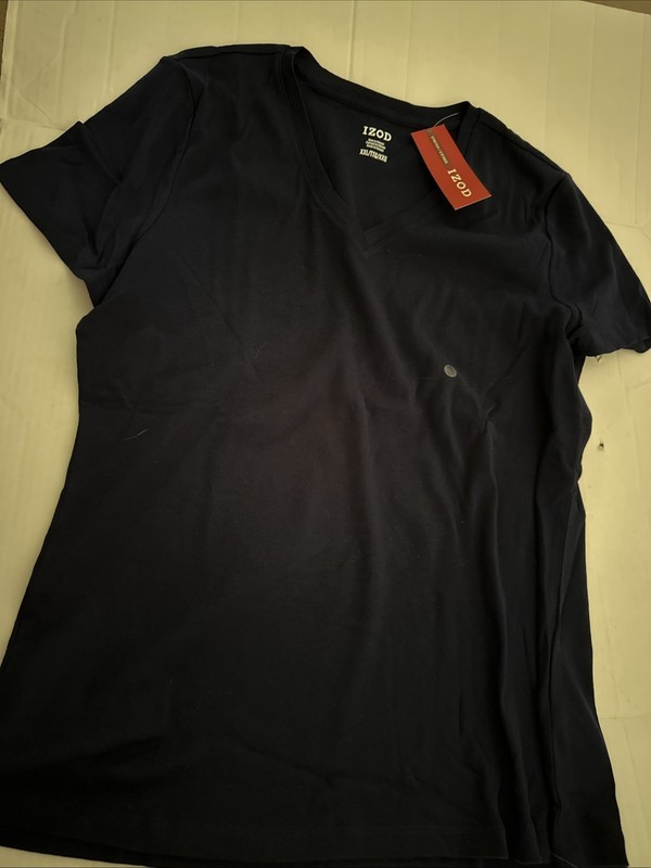 New IZOD Women’s Navy Blue V Neck T Shirt Cotton XXL
