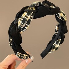CIVFCRT 2024 Braided Headbands for Women Non Slip Medium, Black