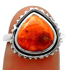 Natural Red Sponge Coral 925 Sterling Silver Ring s.7 Jewelry R-1192