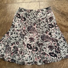 Sag Harbor Womens Skirt Size 12 Petite Floral Print Black Pink Gray Fully Lined